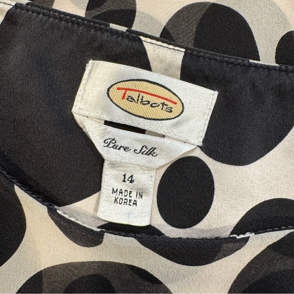 Talbots Silk Black Polka Dot Blouse - Picture 4 of 4
